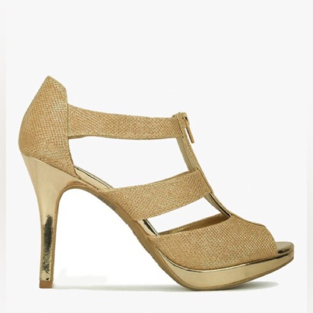 Gold Fioni Stiletto Heels. Size 7.